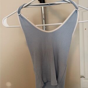 BDG Ribbed Halter Tank Light Blue Small Urban Outfitters